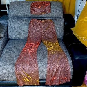 Shimmery Copper Tube top and wide leg pants (All one color)